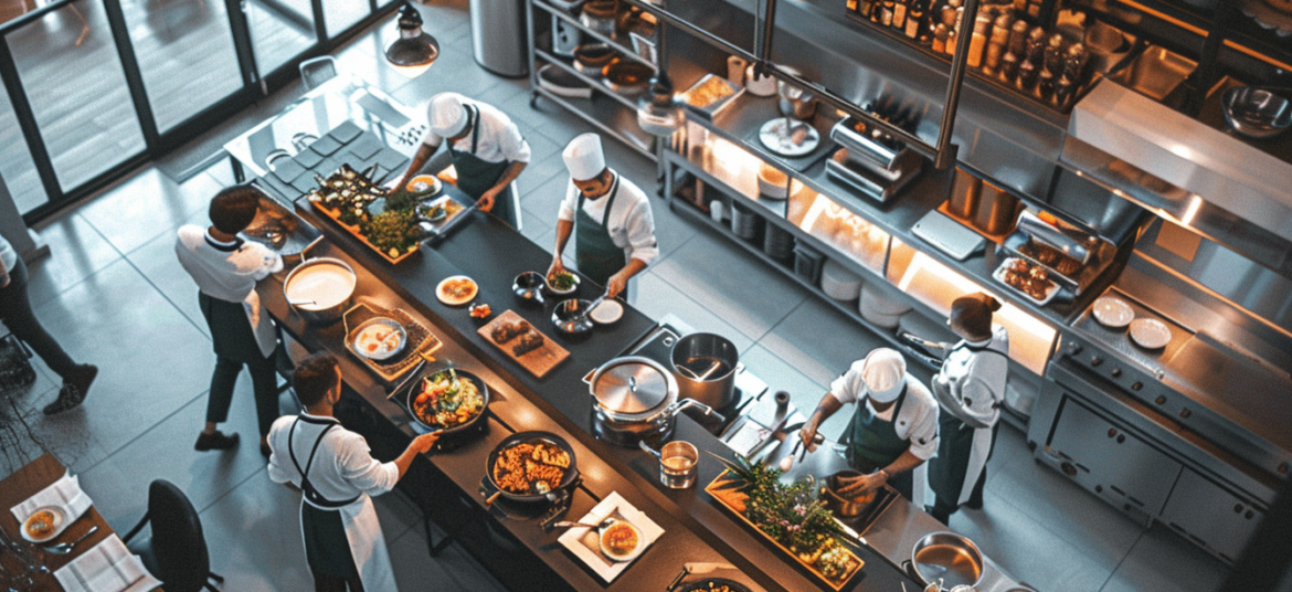 Inside a restaurant kitchen