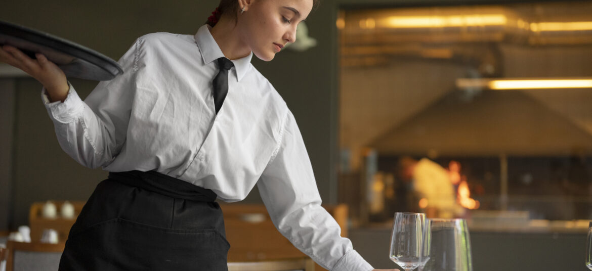 Waitress in an upscale restaurant