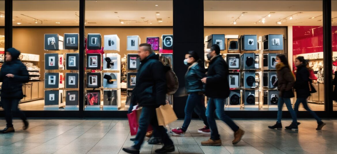 People walking in a retail shopping mall