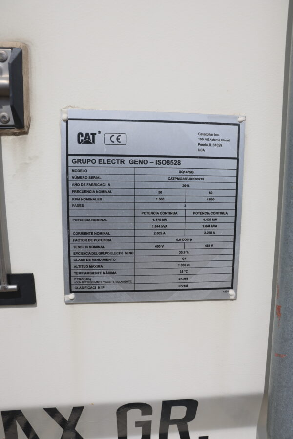 Caterpillar XQ1475G 1475kw Natural Gas/LP