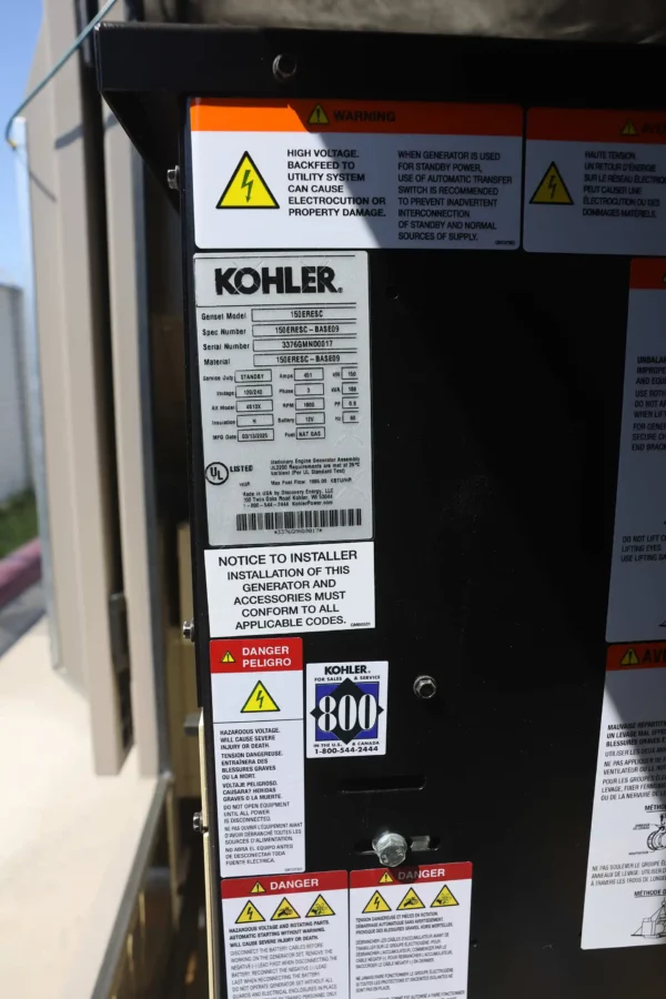 Kohler 150RESC 150kw Natural Gas/LP