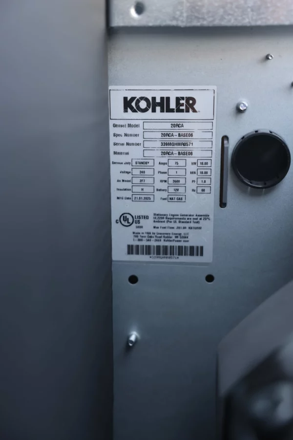 Kohler 20RCA 18kw Natural Gas/LP