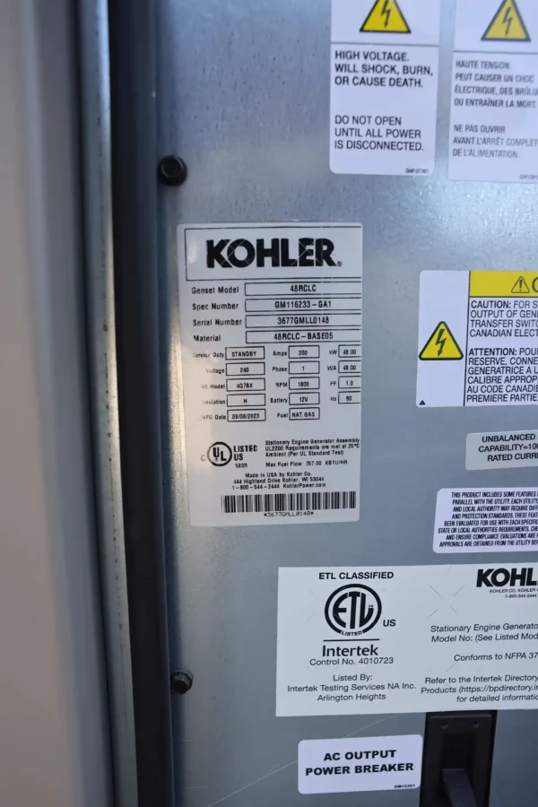 TES_Kohler_Nat Gas_48RCLC_48kW