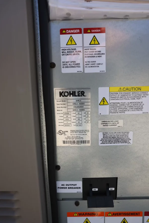 Kohler 60RCLA 58kw Natural Gas/LP